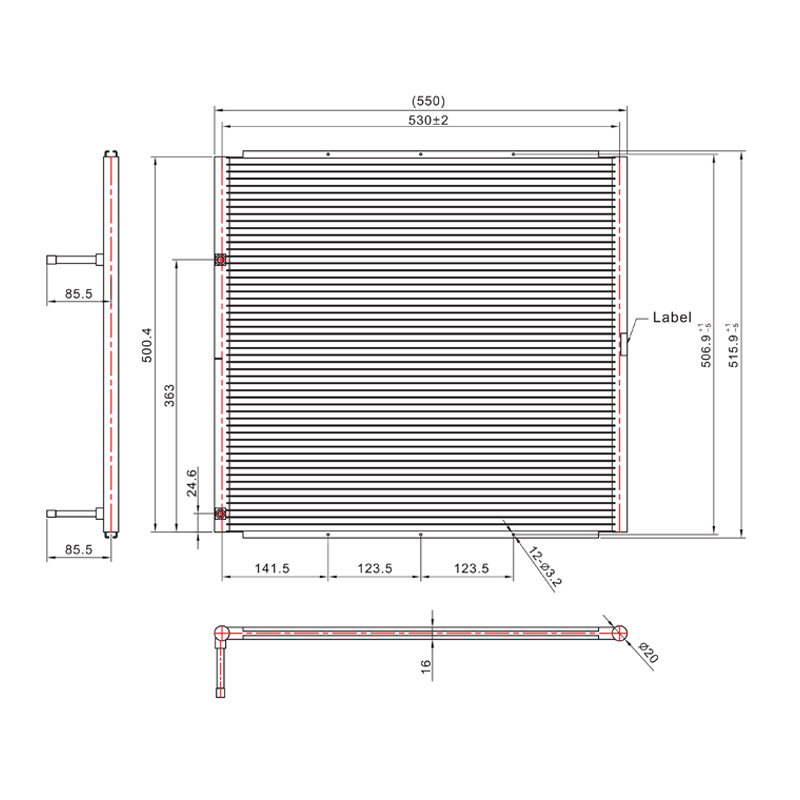 SC-1300 550*515.9mm কার/HVAC মাইক্রোচ্যানেল কনডেনসার কয়েল মাইক্রো চ্যানেল হিট এক্সচেঞ্জার